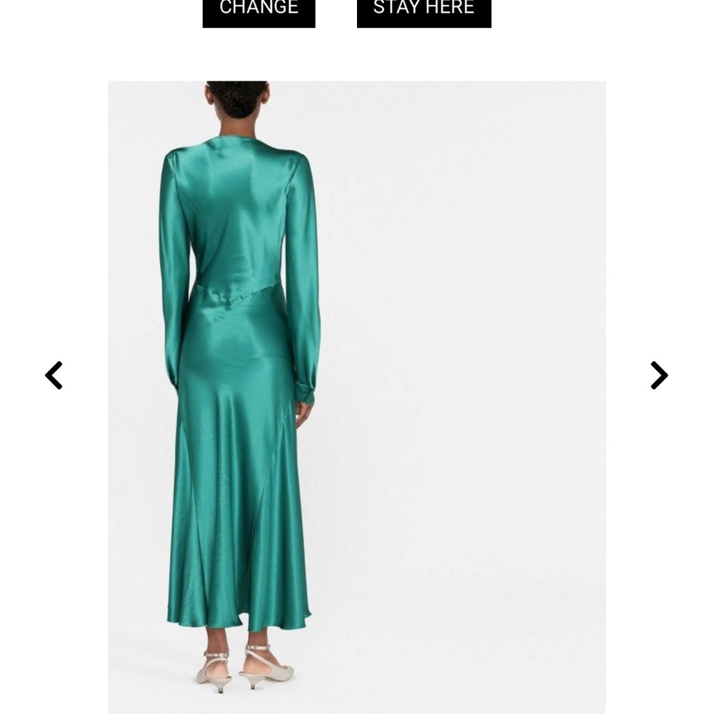 Alberta Ferretti Teal Long Sleeve Silk Dress - Picture 3 of 16